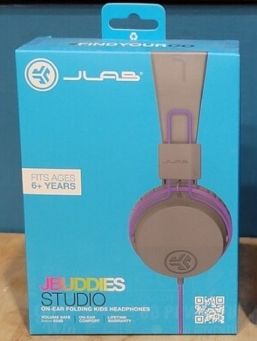 JLAB JBuddies Studio Wired on Ear Folding KIDS Headphones Graphite/Purple